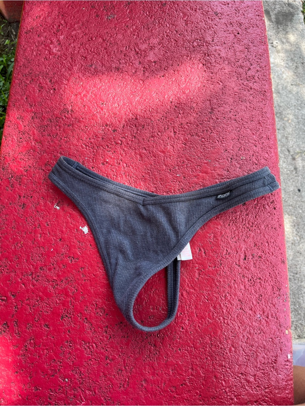 PINK Victoria's Secret Charcoal Ribbed Thong